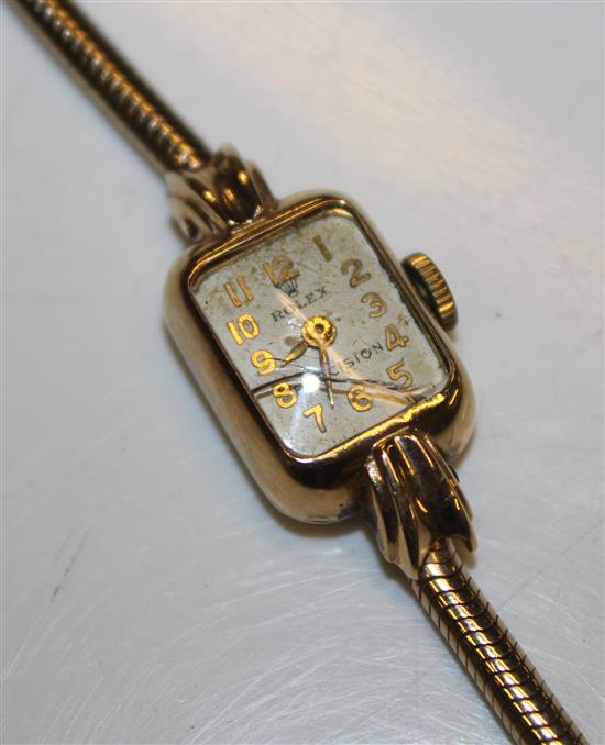 Rolex ladies 9ct gold Precision cocktail watch (glass a.f)